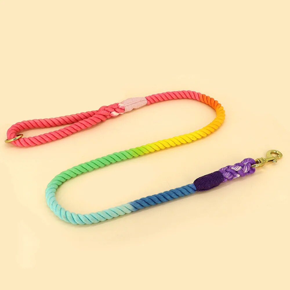 Nylon dog Leash Gradient Color Pet Harness Lead For Dogs Puppy Walking Running Training Leashes