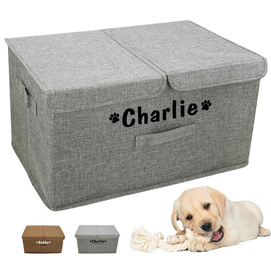 Custom Dog Toy Box Canvas Storage Bin Collapsible Pet Supplies Storage Basket