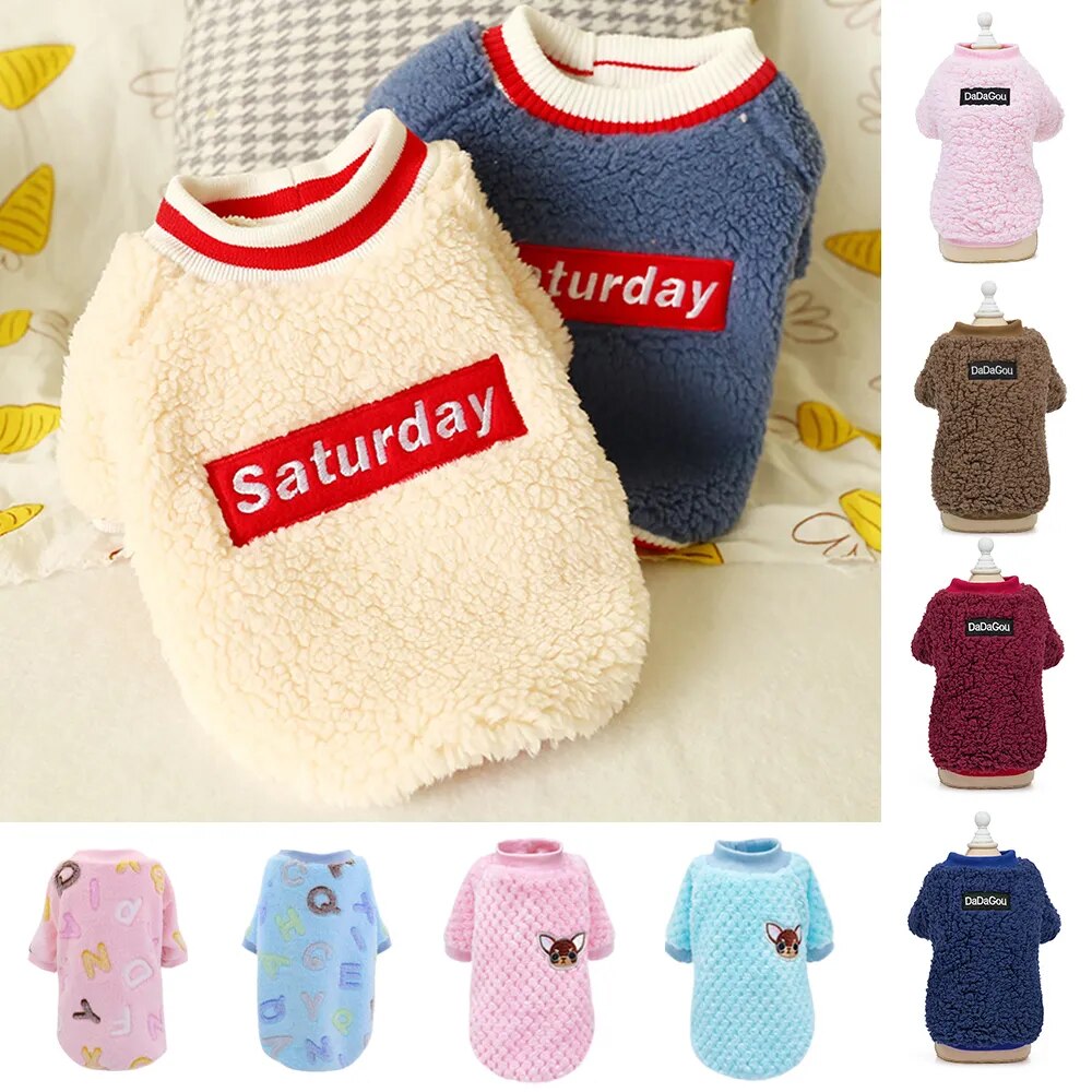 Puppy Dog Clothes Winter Warm Pet Dog Cat Clothes Hoodies For Small Dogs Cats