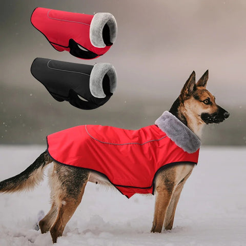 Waterproof Winter Dog Jacket Coat Reflective Big Dogs Clothes Vest With Fur Windproof Outdoor Pet Clothing