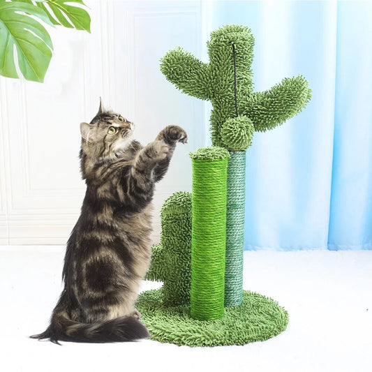 Cactus Style Pet Cat Scratching Post With Sisal Rope Cat Tree House Toy Climbing Frame