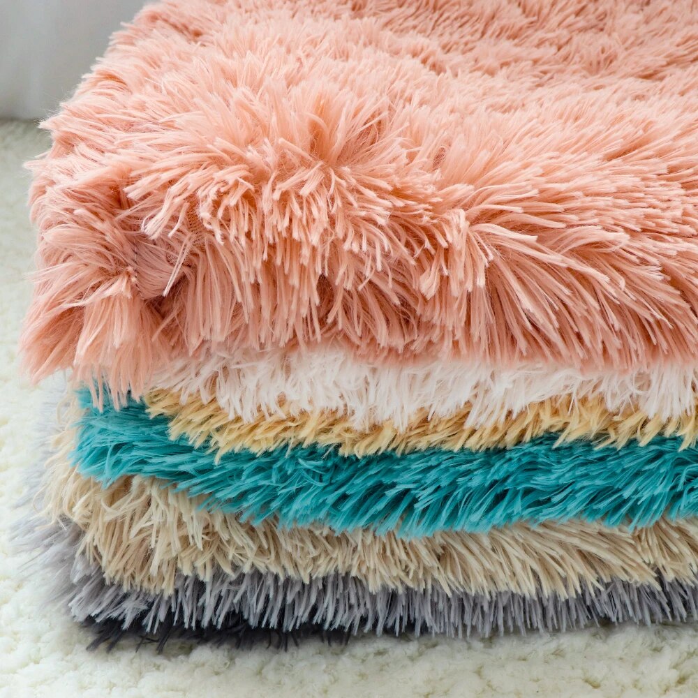 Soft Dog Mat Blanket Fluffy Long Plush Pet Puppy Cat Bed Mattress For Small Medium Dogs Cats