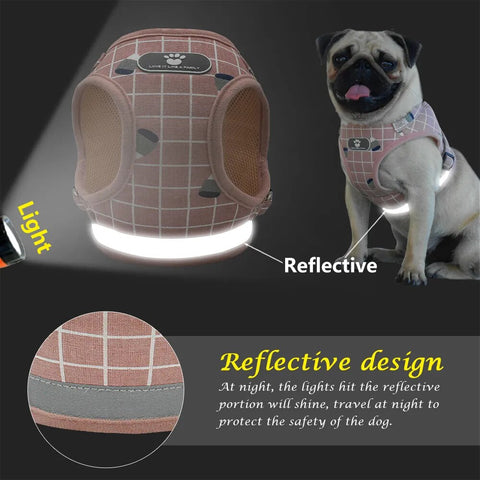 Nylon Reflective Dog Cat Harness Vest Mesh Breathable French Bulldog Harness