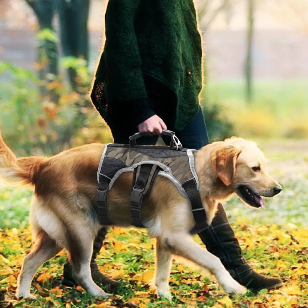 Reflective Nylon Large Dog Harness Mesh Padded Dog Training Vest