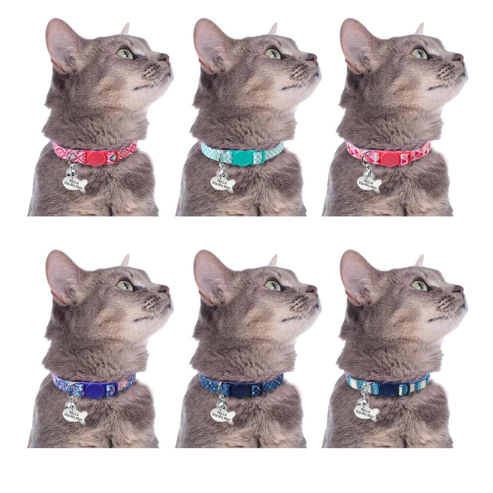 Quick Release Kitten Cat Collar Personalized Pet Puppy Cat Collars With Bell Cat Tag Collar