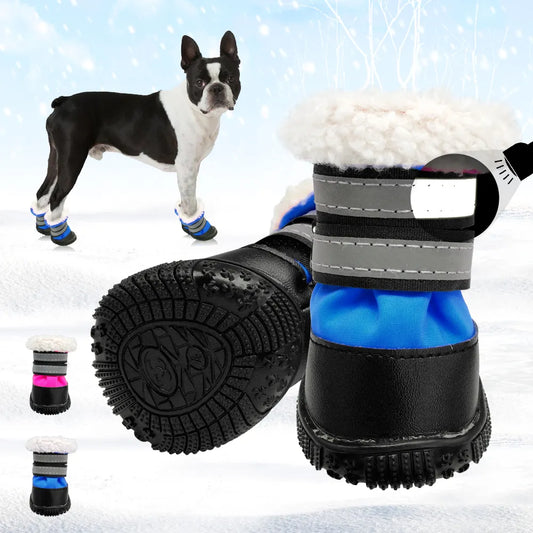Winter Warm Dog Shoes Non-slip Cotton Reflective Pet Shoes