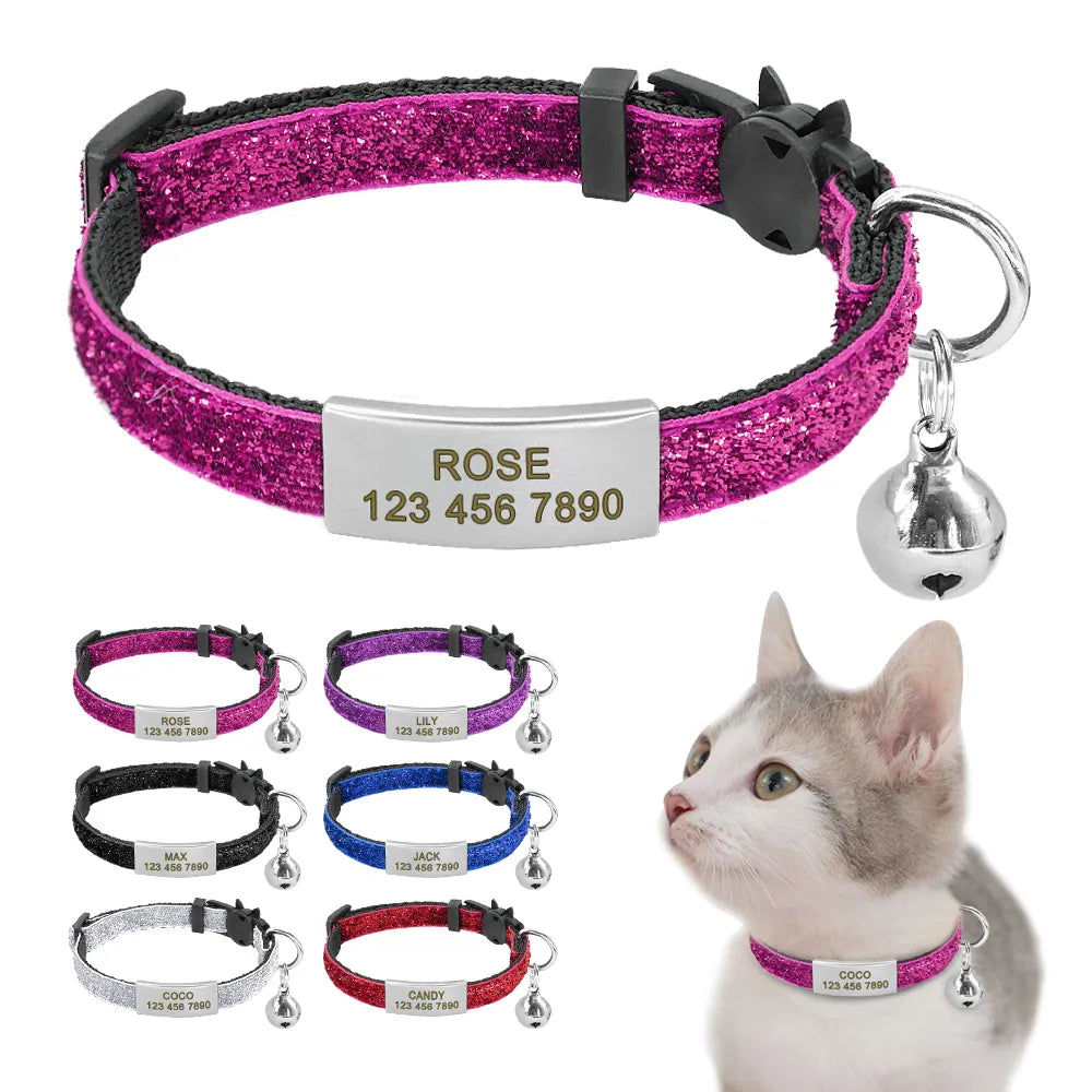 Personalized Quick Release Cat Collar Bling Puppy Kitten ID Tag Collars