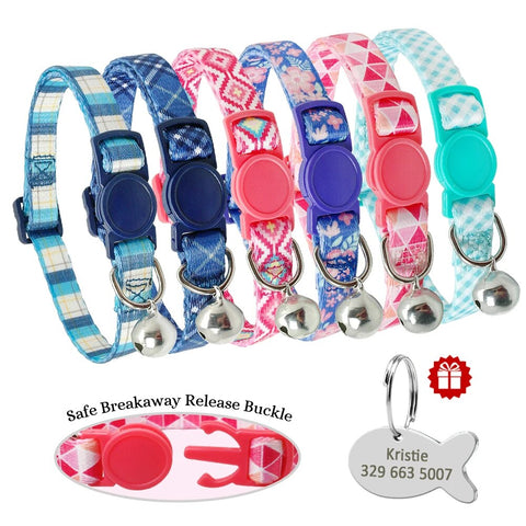Quick Release Kitten Cat Collar Personalized Pet Puppy Cat Collars With Bell Cat Tag Collar