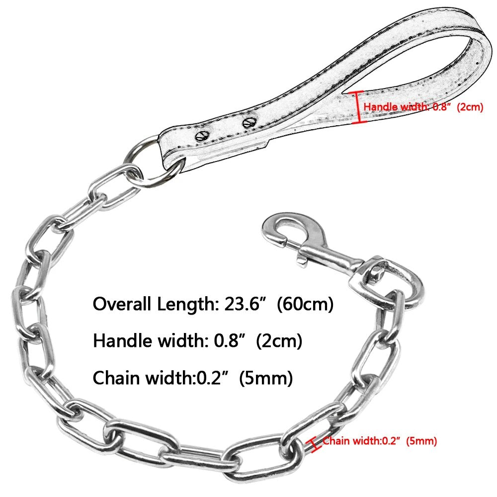Durable Dog Chain Leash Small Large Dogs Walking Lead Rope Collar Harness Leashes