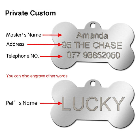 Stainless Steel Customized Dog ID Tags Engraved Personalized Cat Pet Tags