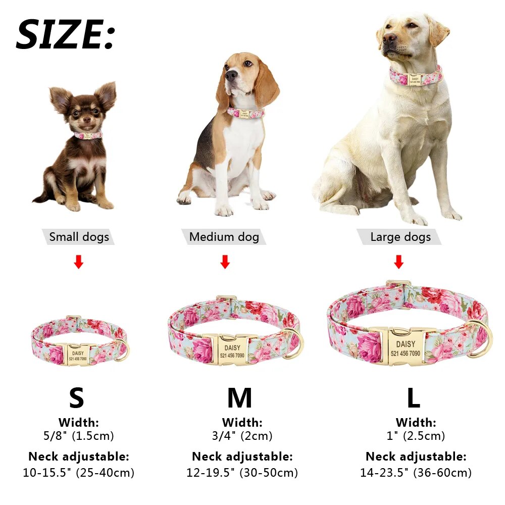 Dog Tag Collar Personalized Pet Puppy Nameplate Collar Custom Nylon Engraved Cat Dog ID Collars