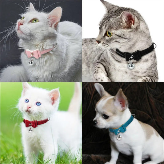 Cute Small Puppy Cat Collars Velvet Bowknot Kitten Cat Collar Bowknot Necklace
