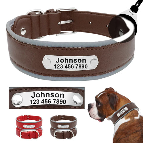 Dog Collar Coleira Custom Leather Pet Collars Adjustable Collare Cane