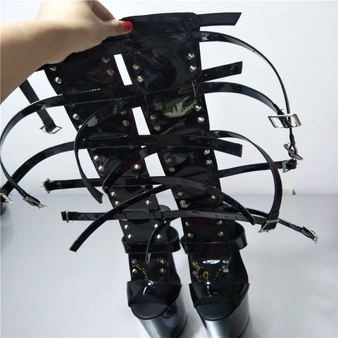 8 inch sexy rivets cool boots 20cm Knee High Boots Gorgeous High Heels