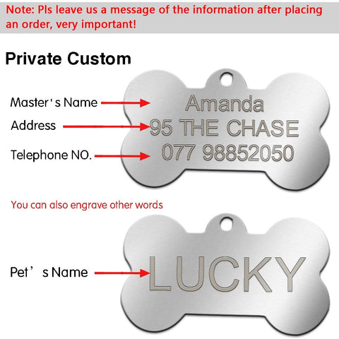 Stainless Steel Pet Dog ID Tags Personalized Antilost Custom Puppy Cat Name Phone Tag Collar