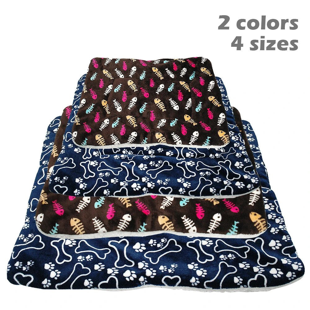 Winter Dog Bed Mat Pet Cushion Blanket Warm Paw Puppy Cat Fleece Beds For Small Large Dogs Cats Pad