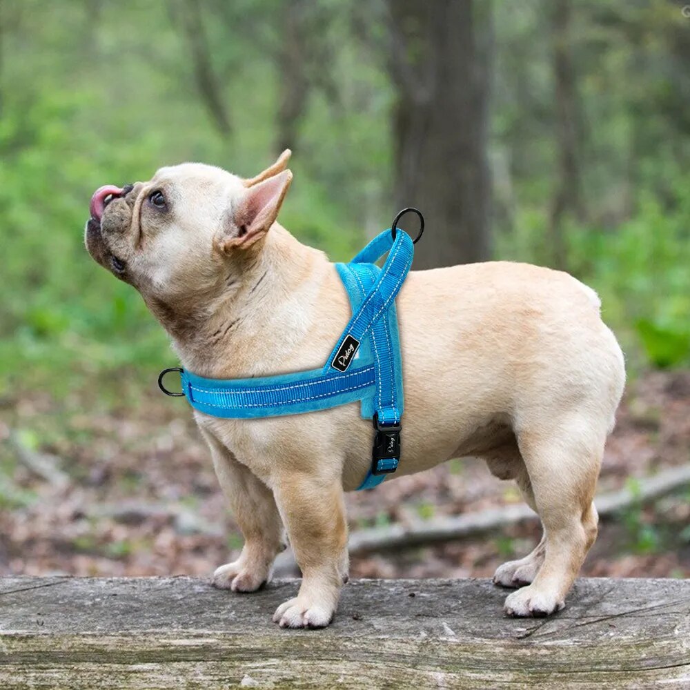 Nylon Reflective Pet Dog Harnesses Vest Soft Flannel Padded No Pull Strap Harness