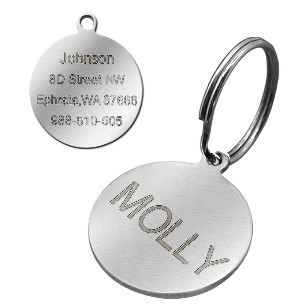 Stainless Steel Customized Dog ID Tags Engraved Personalized Cat Pet Tags