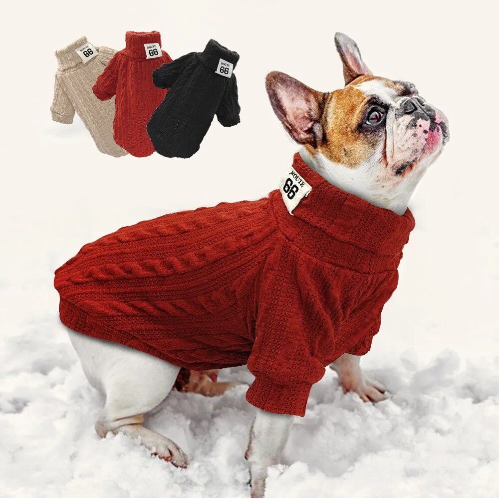 Puppy Dog Knit Sweater Pet Cat Warm Winter Classic Sweaters Knitted Turtleneck Small Dogs Kitten