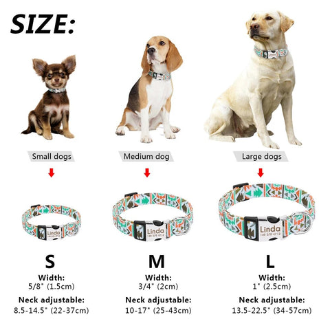 Dog Collar Custom Printed Dog Tag Collar Perro Personalized Nylon Pet Puppy Cat  ID Collars Engraved