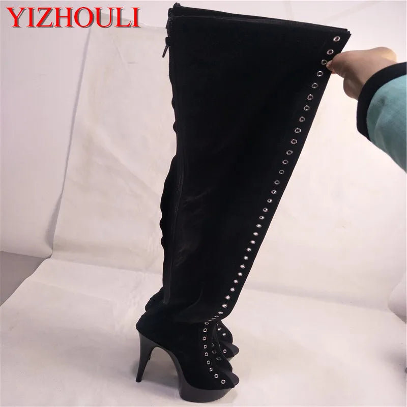 15cm high heel formal dress thigh high boots ultra high heels