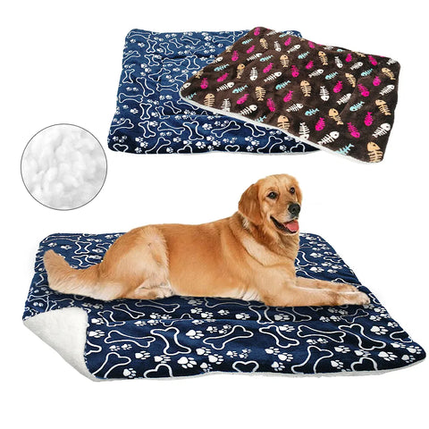 Winter Dog Bed Mat Pet Cushion Blanket Warm Paw Puppy Cat Fleece Beds For Small Large Dogs Cats Pad