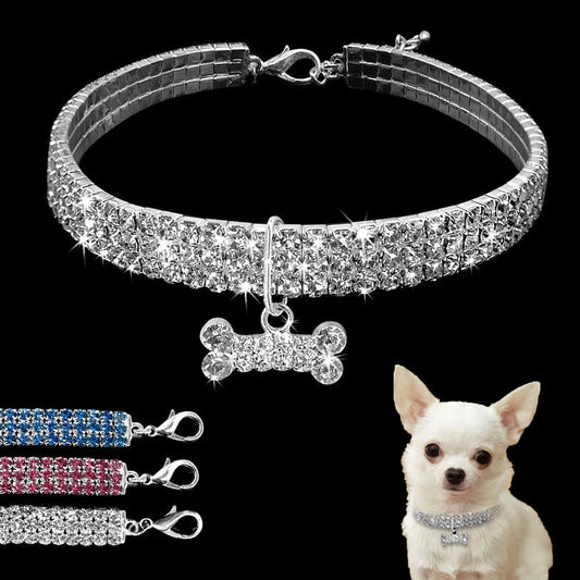 Bling Rhinestone Dog Collar Crystal Puppy Chihuahua Pet Dog Collars