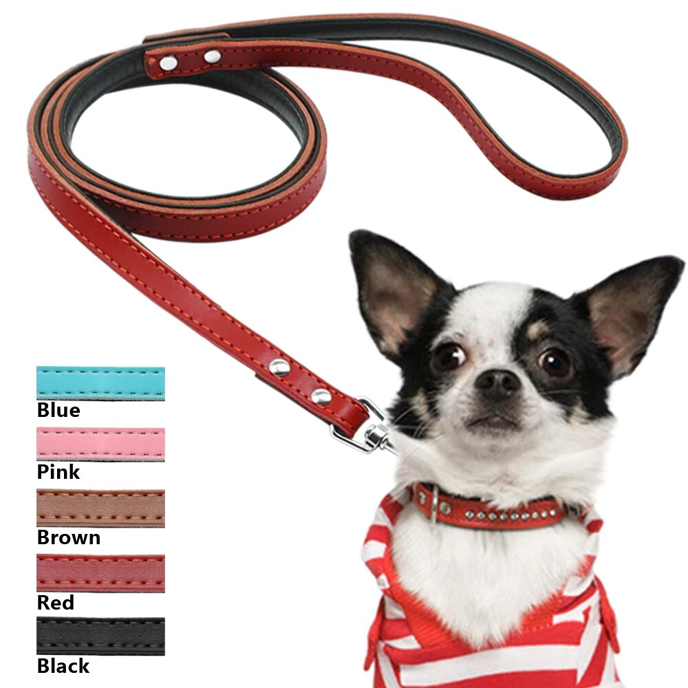 5 Colors Leather Dog Leash Long Rope Pet Puppy Cat Walking Training Leashes