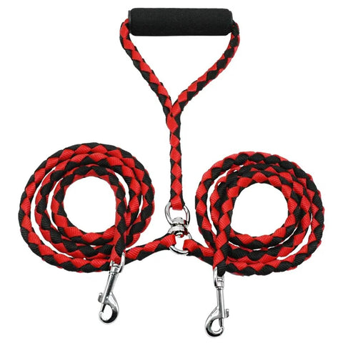 2 Way Nylon Dual Dog Leash Double Lead Rope No-Tangle Durable Walking Leashes Strong