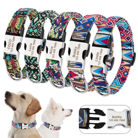 Custom Engraved Dog Collar Personalized Nylon Pet Dog Tag Collar