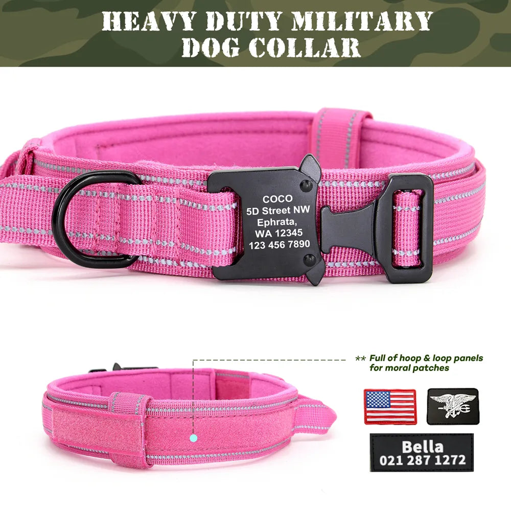 Personalized Military Tactical Dog Collar Custom Nylon Dog Collar Free Engraved