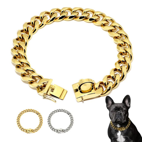19mm Stainless Steel Metal Dog Chain Collars Pet Training Choke Collar
