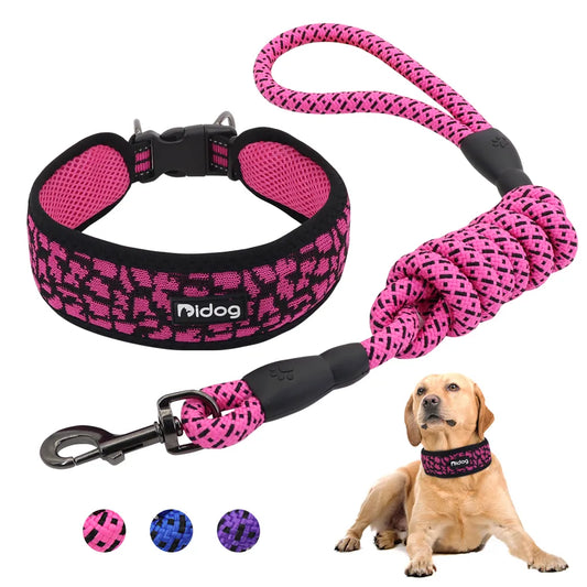 Breathable Nylon Mesh Dog Collar Harness Walking Training Pet Puppy Dog Leash