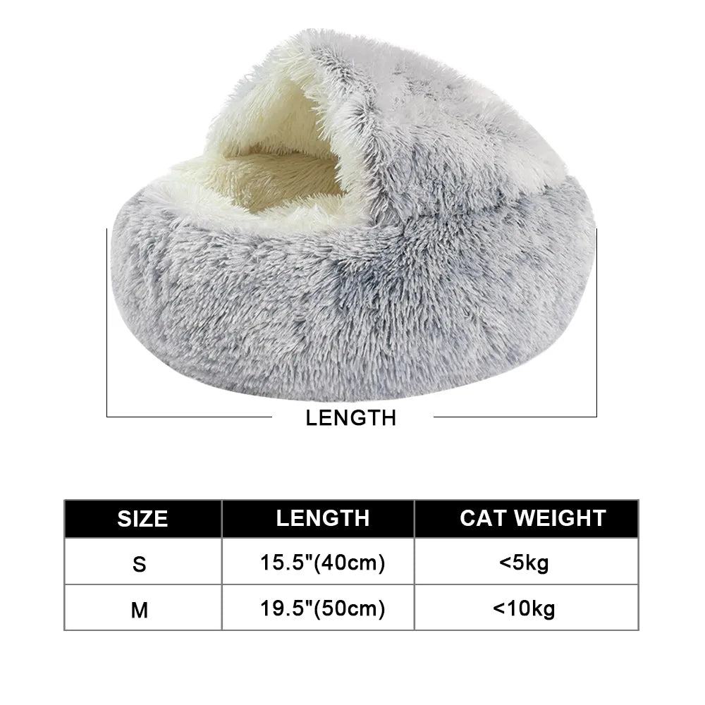Hot Plush Pet Dog Cat Bed House Warm Round Cat Kitten Bed Semi-Enclosed Winter Cat Nest Kennel
