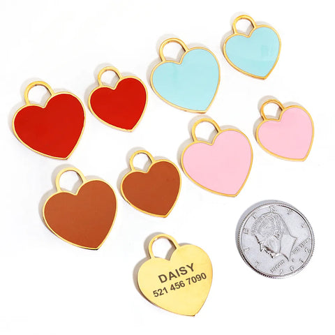 Personalized Cat Dog ID Tags Heart Shape Dog Cat Name Tag Customized Engraved Anti-lost Pendant