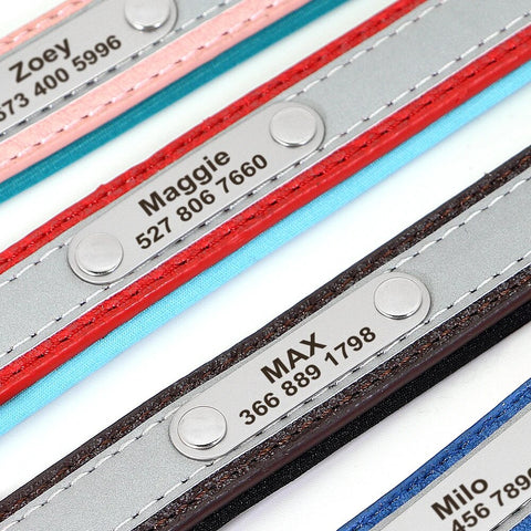 Personalized Dog Collar Soft Padded Engraved Collars Custom Puppy Cat Nameplate ID Tag Collar