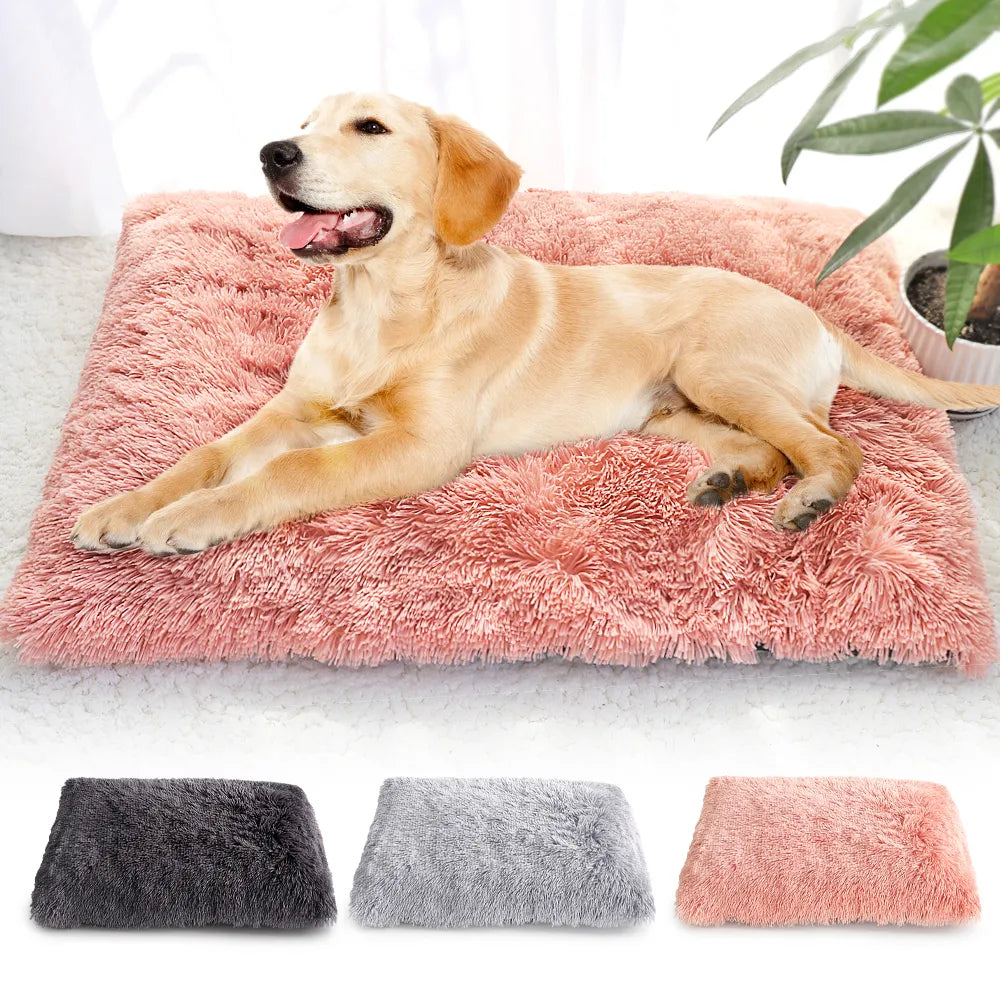 Soft Fleece Pet Dog Bed Mat Long Plush Winter Puppy Cat Bed Blanket Sleeping Cover Mattress