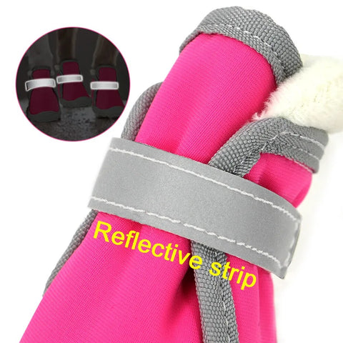 4pcs/set Waterproof Winter Pet Dog Shoes Thick Warm Anti-slip Rain Snow Boots Footwear
