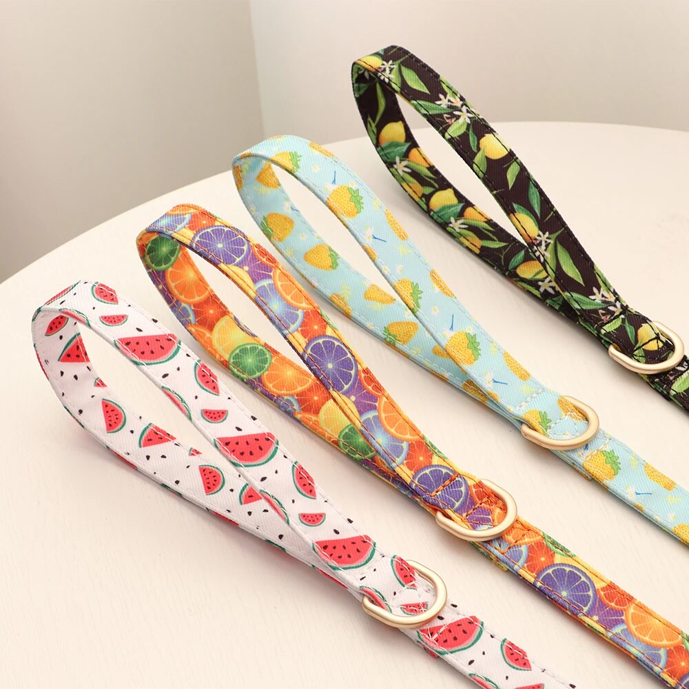 Cute Printed Chihuahua Dog Cat Harness Leash Set Summer Pets Puppy Clothes Dress Small Dog Vest