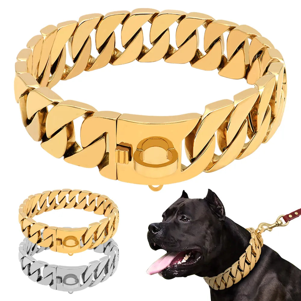 Strong Metal Dog Chain Collars Stainless Steel Pet Training Choke Collar