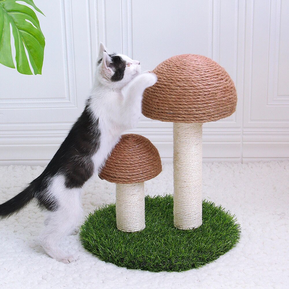 Cute Mushroom Cat Scratching Post Kitten Cat Scratcher Board Furniture Protect Sisal Rope Cat Scratching