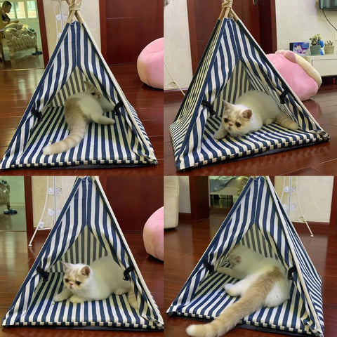 Pet Tent House Cat Bed Portable Dog Cat Teepee Portable Puppy Kitten Indoor Outdoor Kennels