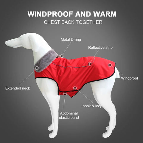 Waterproof Winter Dog Jacket Coat Reflective Big Dogs Clothes Vest With Fur Windproof Outdoor Pet Clothing