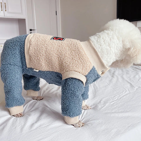 Pet Dog Jumpsuit Winter Warm Puppy Clothes Thicken Berber Fleece Pajamas For Small Dogs Jacket