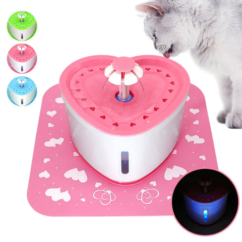 2L Automatic Cat Water Fountain LED Electric Pet Cat Drinking Feeder Bowl