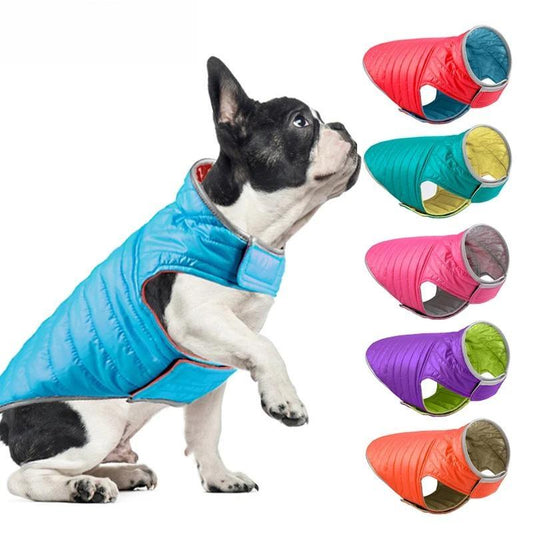Reversible Pet Dog Clothes Windproof Dog Down Jacket Reflective Dog Clothes