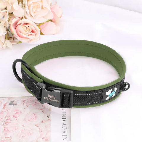 Adjustable Dog Collar Personalized Dogs Padded Collars Reflective Free Engraved ID Tag