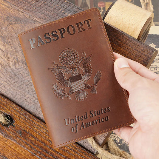 Genuine Leather Passport Cover for United States