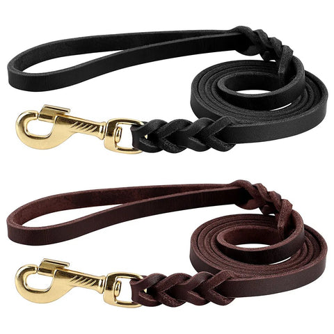 5ft Genuine Leather Dog Leash Durable Pet Products Puppy Leather Walking Training Leash Rope Lead