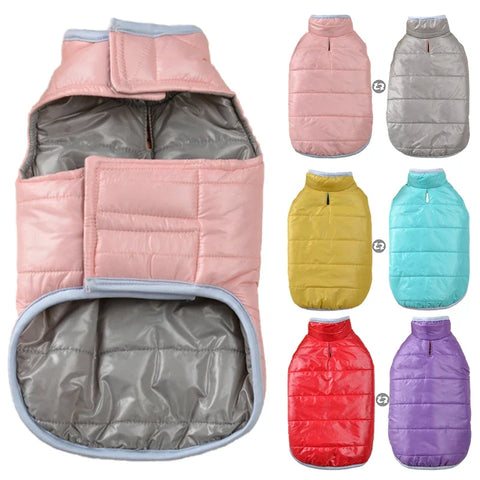Waterproof Dog Jacket Reversible Pet Clothes for Small Dogs Winter Warm Puppy Cat Vest